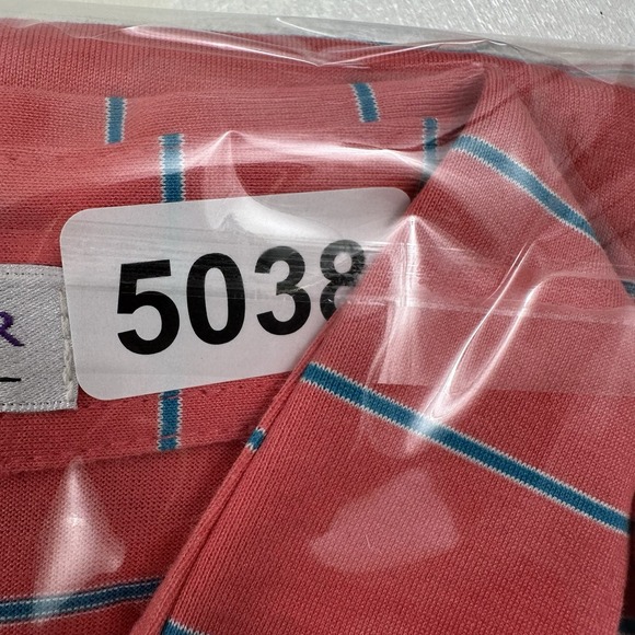 VTG Peter Millar‎ Polo Shirt Mens Medium Cotton Short Sleeve Red Blue Stripes - Picture 9 of 9